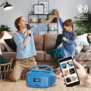 Laser Portable Bluetooth CD Boombox MP3/FM Radio, USB, Dual Speakers Blue