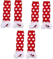 [Kisangel] 1 Pair Baby Socks Newborn Socks Toddler Clothes Infant Clothes Baby Elf Leg Warmer Warm Socks Cover Kids Striped Leg Warmers Christmas Long Sock Leg Warmer Cuff Winter Leg