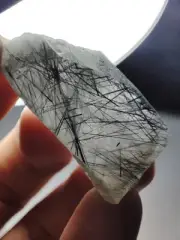 Black Rutile Included Quartz Crystal Having Good Luster & Nice Termination.
