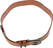 [VALICLUD] Vintage Western Style PU Belt with Unique Double Ring Buckle Intricate Engravings Durable for Jeans Dresses and Daily Outfits