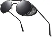 [RONSOU] Steampunk Style Round Vintage Polarized Sunglasses Retro Eyewear UV400 Protection Matel Frame