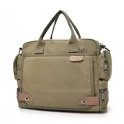 Men Multi-function Canvas Business Laptop Bag Briefcase Handbag Shoulder Bag KHAKI COLOR