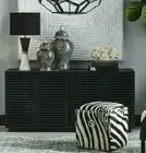 Solid Oak 4 Door Black Wood Finish Buffet Sideboard Cabinet Table Display 160cm