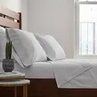 Rivet Percale 100% Organic Cotton Queen Bed Sheet Set & Pillowcase, Vapor