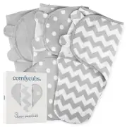 Comfy Cubs Swaddle Blanket Baby Girl Boy Easy Adjustable 3 Pack Infant Sleep