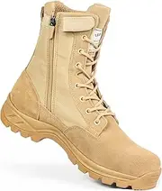 [IODSON] Men's Military Tactical Boots with Side Zipper, Puncture Resistant Work Boots, Desert Combat Boots, Army Jungle Boots, 8 Inches Lightweight Hiking Boots