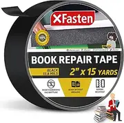XFasten Book Binding Repair Tape, Black, 2-Inch by 15-Yard, Cloth Library Book Hinging Repair Tape, Acid Free and Archival Safe