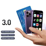 4GLte Pocket Smartphone 3GB+64GB 3.0 Inch Mini Quad Core Dual Sim Unlocked Android 10.0 Phone Bluetooth Mobile Cellphone (Purple)