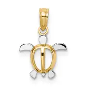 14K Yellow & Rhodium With White Sea Turtle Charm