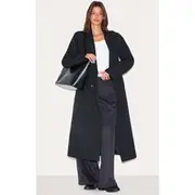Black Maxi Length Duster Coat, Black