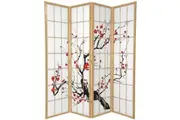 Cherry Blossom Room Divider Screen Natural 4 Panel