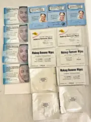 15 pc Sample Lot Travel CLEANSING & MAKEUP REMOVER TOWELETTE WIPES VITAMIN E