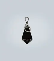 [Prada] Prada Leather key ring with logo One Size black