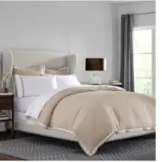 Martex 2000 Series Ultra-Soft Microbrushed Duvet Cover Set, full , Khaki/White