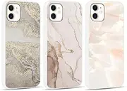 [Foonary] Pack of 3 Case for iPhone 12/iPhone 12 Pro 6.1 Inch, Mobile Phone Case with Pattern Girls Aesthetic Marble Pattern Motif Design Slim Case, Silicone Shockproof Protective Cover for iPhone 12/12