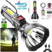 Linterna LED Super Brillante USB Recargable Lampara impermeable 4 modos de Luz