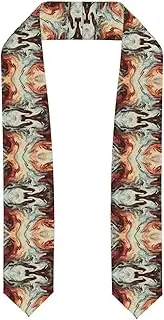 [WURTON] Marble Mixed Brown Print Unisex Adult Graduation Stole Class Of 2024 Polyester Shawl Stole With Trim Honor