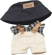 kokiya Plush Figure Shirt and Suspender Pants Dress up Plush Doll Clothes for 6.69'' Doll, Black hat