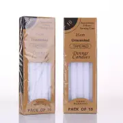 Box of 240 White Unscented Tapered Taper Candles Wholesale Bulk 25cm Long