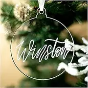 UNIQOOO 3" Clear Round Acrylic Christmas Ornament 2023, 4mm Extra Thick, DIY Bulk Blank Circle Bulb Xmas Bauble Tree Decorations, Stocking Name Tag, Holiday Tags, Momento, 18 Pack