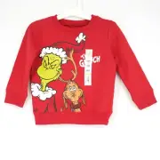 Jumping Beans The Grinch Red Crew Fleece Sweatshirt 24 m Softest Fleece NWT