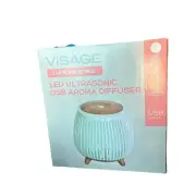 Visage LED Aroma Diffuser White and Wood With 7 LED Colors, Cool Mist, USB Plug