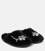 [Simone Rocha] Simone Rocha Embellished faux shearling slippers AU 6 black