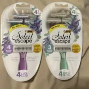 8 bic Soleil Escape Razors,Lavender & Eucalypyus,4 And 3 Blade, 2 Sealed 4 Packs