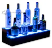 30" 2 Step Tier LED Lighted Shelves Illuminated Liquor Bottle Display FREE SHIP