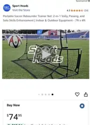 Portable Soccer Rebounder Trainer Net: 2 In 1 Volley, Passing 7ft X 4ft