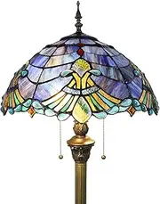 [Tokira] Tiffany Floor Lamp Made of Stained Glass, E27 Baroque Style Leitmotiv Blue Vintage Hallway Floor Lamp Living Room Reading Lamp Floor Lamp Children's Room [Without Bulbs]