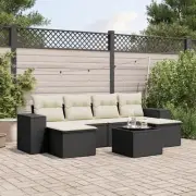 Garden Sofa Set Black Modular Design Cushions Storage Outdoor Furniture 55263
