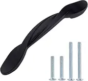 Amazon Basics Twisted Cabinet Handle, 4.5-inch Length (3-inch Hole Center), Flat Black, 10-Pack
