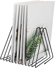 Homoyoyo Adjustable Triangle Metal Wire File Sorter Slots Desktop Organizer for Magazines Books Albums Stylish File Folder Rack for Home Office Use