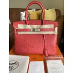 HERMES 愛馬仕 九重葛Q5 鴕鳥柏金包 30公分 售$788888