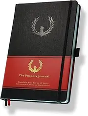 The Phoenix Journal - Best Daily Goal Planner, Organizer, Calendar for Goal Setting, Gratitude, Happiness, Productivity - Vision Board & Habit Tracking - 12 Weeks, Undated, Hardcover - Black