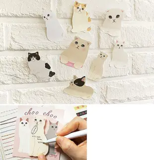 韓國可愛萌貓咪便條紙便利貼(一組約30張*10組裝) (款式隨機)【AE14036-10】 (2.2折)