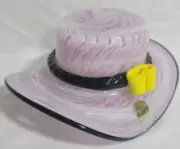 Block Crystal Hand Cut Mouth Blown Glass Hat Hand Polished Lead Free Candy Dish
