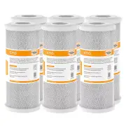 6 Pack 10"x4.5" CTO Carbon Block Water Filter Whole House Replacement Cartridges