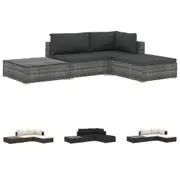 4 Piece Garden Lounge Set with Cushions Poly Rattan Porch Multi Colours vidaXL