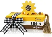 Queekay Valentine‘s Day Mini Decorative Books 3 Pieces Wood Faux Sunflower