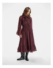 [Decjuba] Sharni Ruffle Midi Dress in Cherry