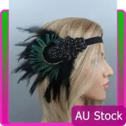 1920s Headband Peacock Feather Bridal Gatsby 20s Flapper Headpiece Gangster
