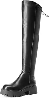 [DREAM PAIRS] Women's Platform Over The Knee Boots Lug Sole Round Toe Thigh High Long Chunky Block Heels Fall Boots