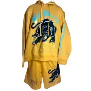 ED HARDY HOODIE & SHORTS Set Fit NWT Crouching Panther Tattoo Graphic XL/XXL