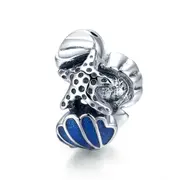 Shell with Starfish Beads Silver plating Ocean Charm for Bracelet or Bangle Jewelry