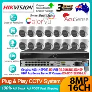 Hikvision 4K 16CH 16POE 4K 8MP ColorVu Acusense MIC POE CCTV Camera System Kit