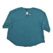 Torrid Plus Size 5 Green Rayon Blouse - New With Tags Keyhole 3/4 Sleeve