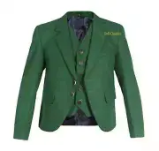 Men's Light Green Wool Kilt Jacket With Waistcoat Vintage Argyle Jacket