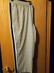 Nine West Wide Leg Pull On Pants Black Plaid Side Black/white Stripe Pockets 4x